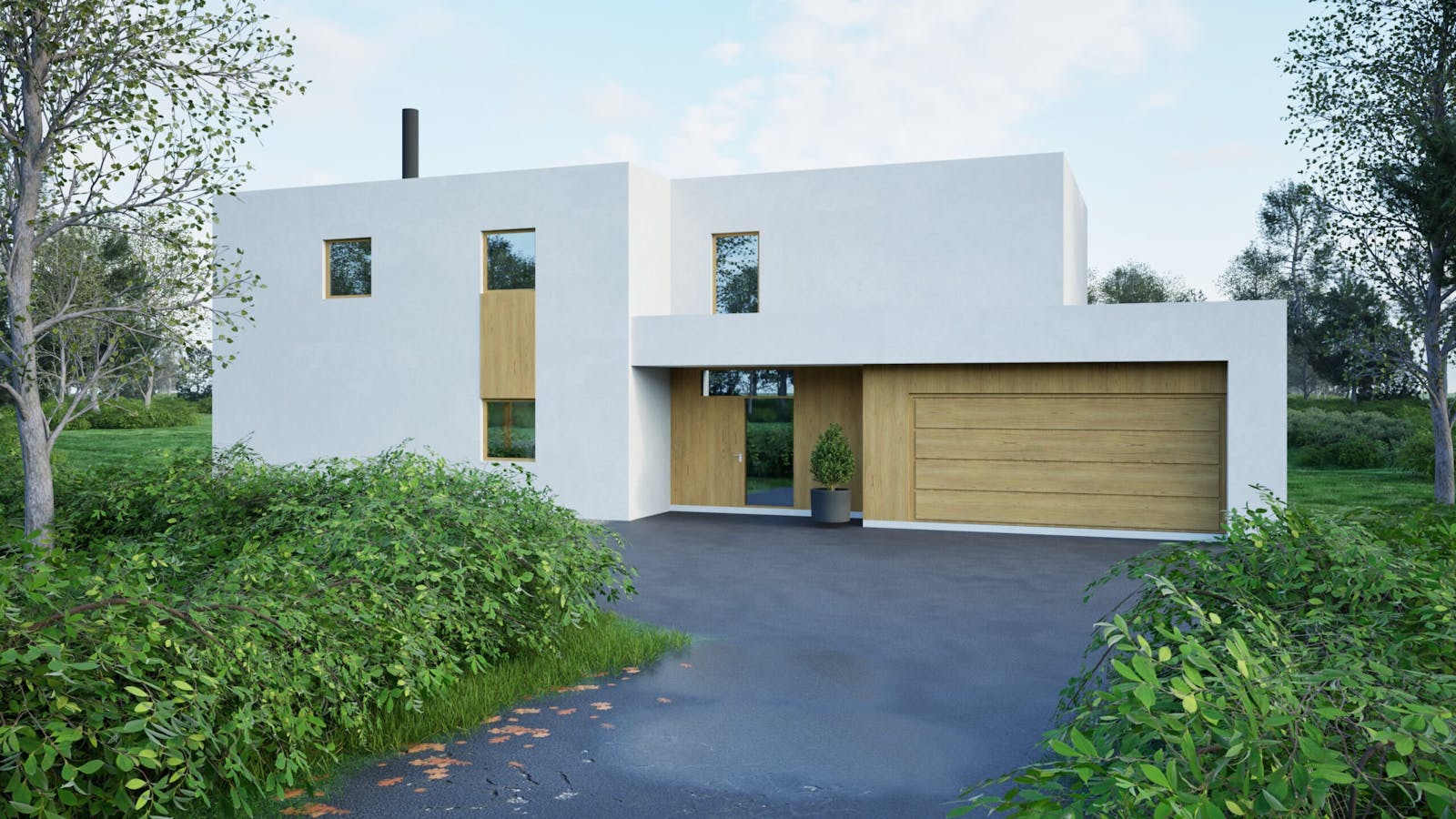 Moderne enebolig med 4 soverom og ekstra stue. Store vindusflater gir rikelig med naturlig lys, og den åpne planløsningen skaper en luftig og innbydende atmosfære.