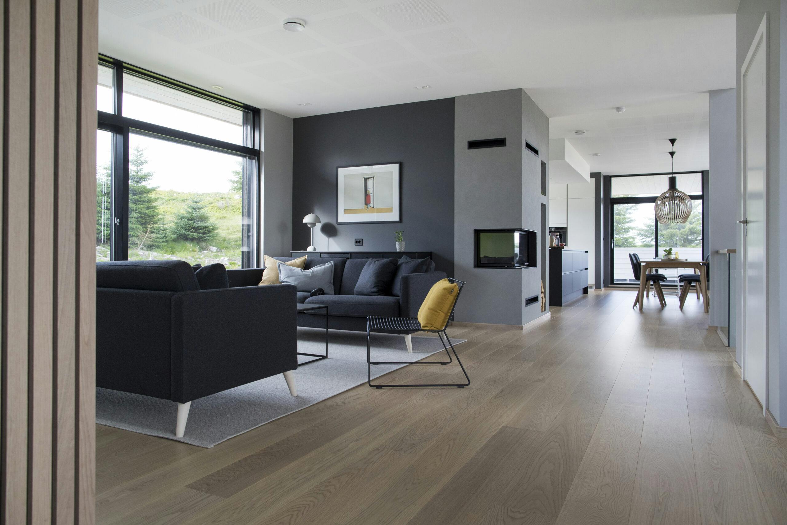 Oppdelt oppholdsrom i funkishus