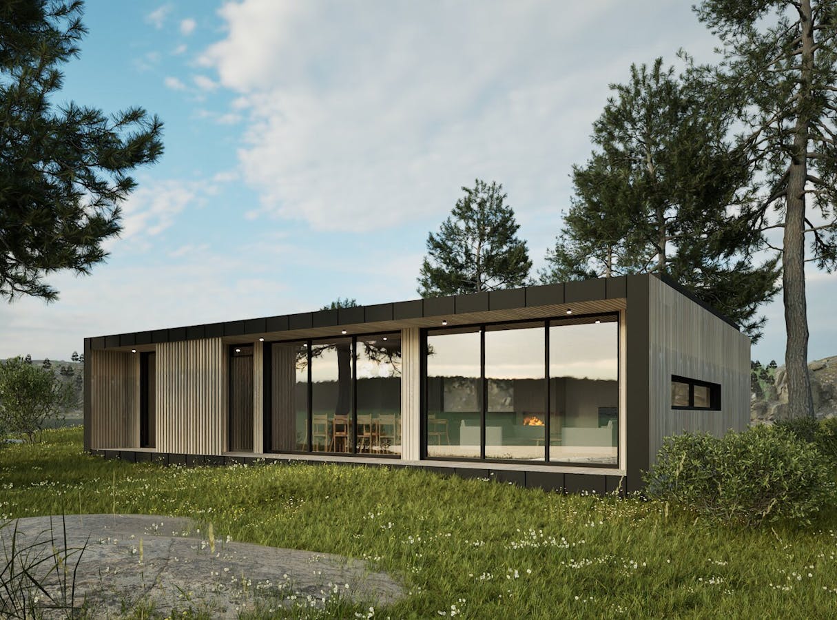 Naturskjønn utsikt fra funkishytta – skog og terreng rundt