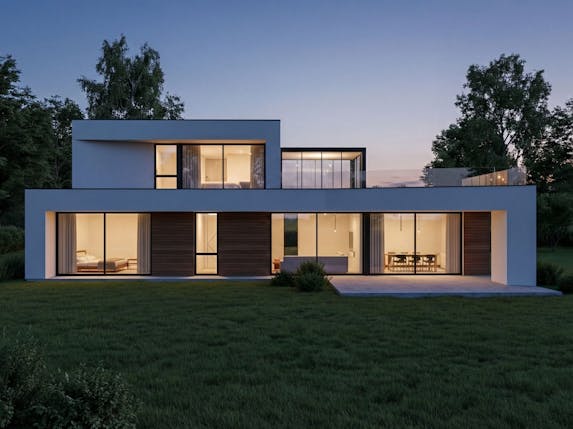 Funkisbolig U-5020, moderne bolig med god plass til hele familien. nattbilde